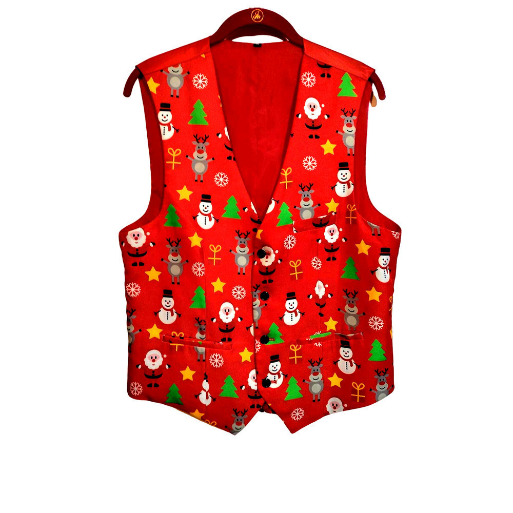 Christmas Holiday Vest snowmen Christmas trees adult medium